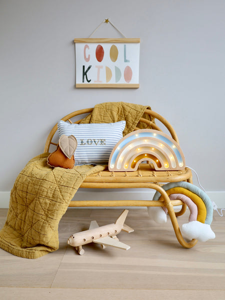 Rainbow Wooden Lamp -Medium- Blue and Mustard