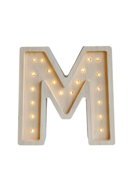 Letter M Wooden Lamp