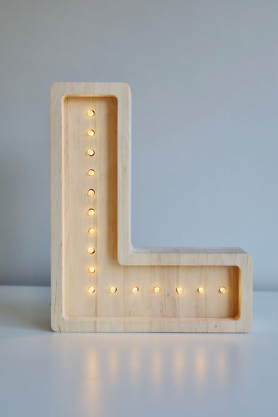 Letter L Wooden Lamp
