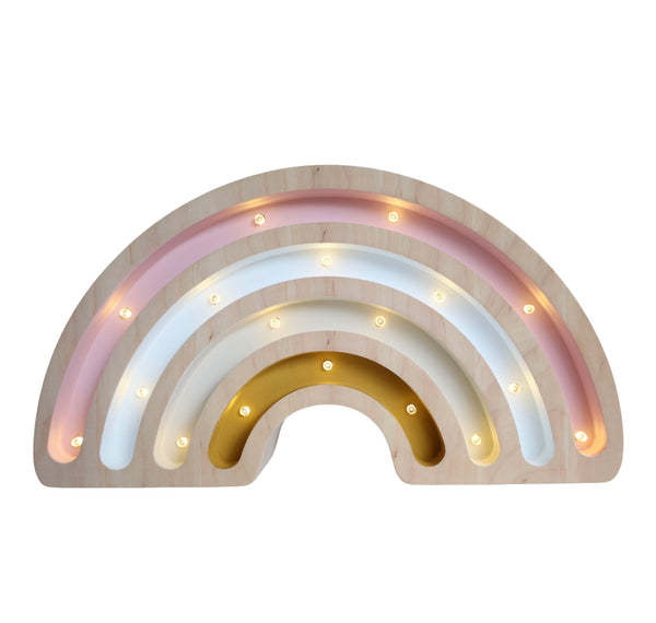 Rainbow Wooden Lamp -Medium- Pink and Mustard