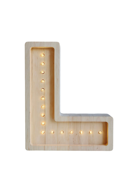 Letter L Wooden Lamp