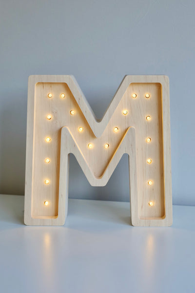 Letter M Wooden Lamp