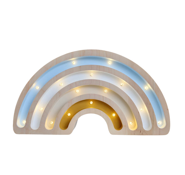 Rainbow Wooden Lamp -Medium- Blue and Mustard