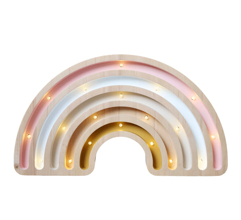 Rainbow Wooden Lamp -Large - Pink/Ochre