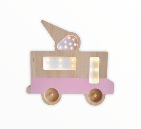 Ice Cream Truck Wooden Lamp